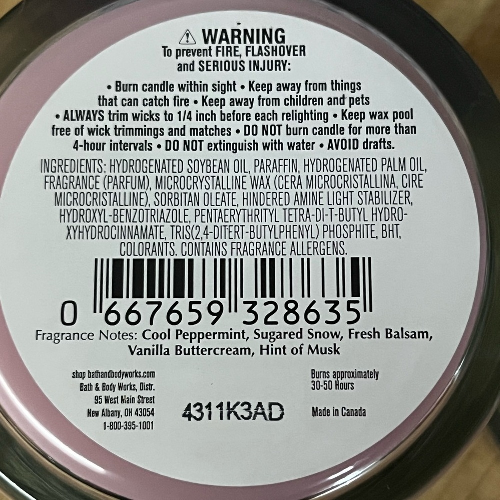 Bath & Body Works Twisted Peppermint and Winter Golden Pear Single Wick Candles - Picture 5 of 7